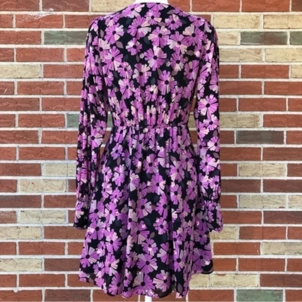 NWOT kate spade Silk Floral V-neck Long Sleeve Empire Waist Purple Dress 👗